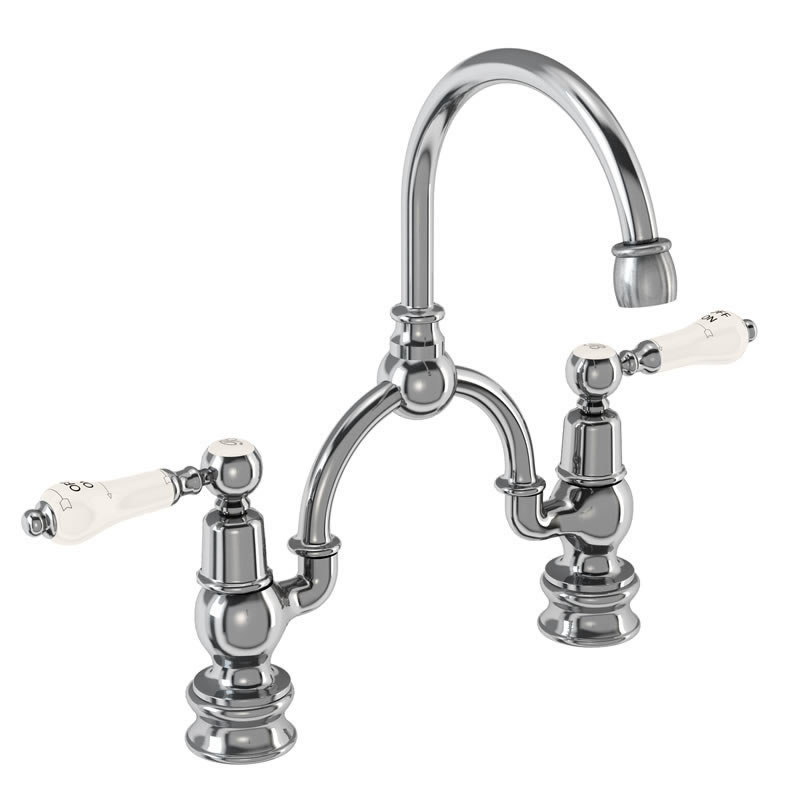 Kensington Medici Regent 2 tap hole arch mixer with curved spout (200mm centres)
